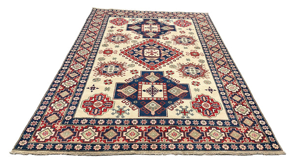 27919-Royal Kazak Hand-Knotted/Handmade Afghan Rug/Carpet Tribal/Nomadic Authentic/ Size: 10'0" x 6'6"/305m x 198cm
