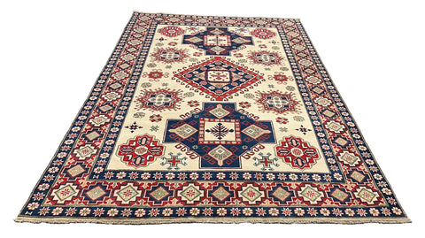 27919-Royal Kazak Hand-Knotted/Handmade Afghan Rug/Carpet Tribal/Nomadic Authentic/ Size: 10'0" x 6'6"/305m x 198cm