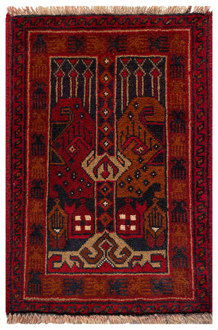 26221 - Khal Mohammad Afghan Hand-Knotted Authentic/Traditional/Rug/Size: 2'0" x 1'3"