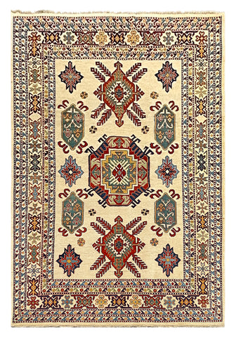 27917-Royal Kazak Hand-Knotted/Handmade Afghan Rug/Carpet Tribal/Nomadic Authentic/ Size: 9'8" x 6'4"/295m x 193cm
