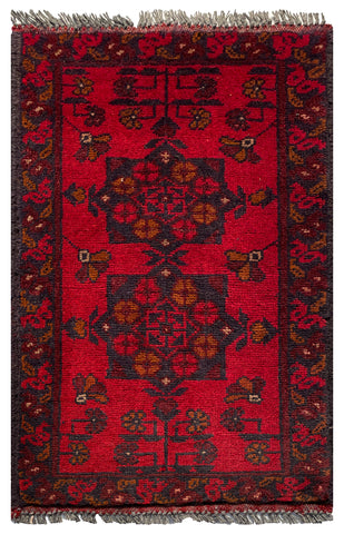 26467 - Khal Mohammad Afghan Hand-Knotted Authentic/Traditional/Rug/Size: 2'2" x 1'4"/66cm x 41cm