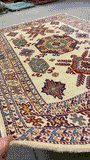 27917-Royal Kazak Hand-Knotted/Handmade Afghan Rug/Carpet Tribal/Nomadic Authentic/ Size: 9'8" x 6'4"/295m x 193cm