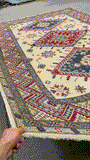 27921-Royal Kazak Hand-Knotted/Handmade Afghan Rug/Carpet Tribal/Nomadic Authentic/ Size: 10'1" x 6'5"/307m x 196cm