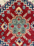 27921-Royal Kazak Hand-Knotted/Handmade Afghan Rug/Carpet Tribal/Nomadic Authentic/ Size: 10'1" x 6'5"/307m x 196cm