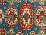 27784-Kazak Hand-Knotted/Handmade Afghan Rug/Carpet Tribal/Nomadic Authentic/ Size: 6'5" x 4'9"/196cm x 145cm