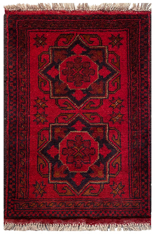 26591 - Khal Mohammad Afghan Hand-Knotted Authentic/Traditional/Rug/Size: 2'0" x 1'3"/61cm x 38cm