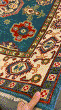 27784-Kazak Hand-Knotted/Handmade Afghan Rug/Carpet Tribal/Nomadic Authentic/ Size: 6'5" x 4'9"/196cm x 145cm