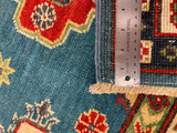 27784-Kazak Hand-Knotted/Handmade Afghan Rug/Carpet Tribal/Nomadic Authentic/ Size: 6'5" x 4'9"/196cm x 145cm