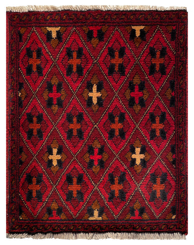 26423 - Khal Mohammad Afghan Hand-Knotted Authentic/Traditional/Rug/Size: 2'1" x 1'5"/64cm x 43cm