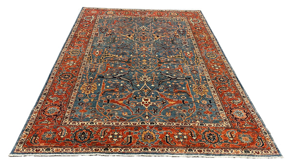 27658- Royal Heriz Hand-Knotted/Handmade Afghan Rug/Carpet Traditional/Authentic/Size:   8'9" x 6'1"/267cmx 183cm