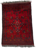 26366- Khal Mohammad Afghan Hand-Knotted Authentic/Traditional/Rug/Size: 1'8" x 1'3"
