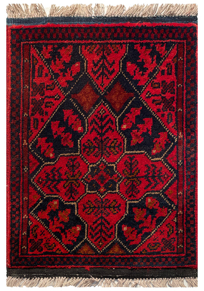26364- Khal Mohammad Afghan Hand-Knotted Authentic/Traditional/Rug/Size: 1'8" x 1'4"