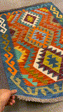 27690 - Kelim Hand-Woven/Flat-Weaved/Afghan Kelim/Modern/ Nomadic/Size: 4'1" x 2'7"/124 cm × 79 cm