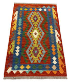 27720 - Kelim Hand-Woven/Flat-Weaved/Afghan Kelim/Carpet Modren/Nomadic Authentic/Size: 4'2" x 2'7"/127cm ×79cm