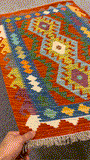 27720 - Kelim Hand-Woven/Flat-Weaved/Afghan Kelim/Carpet Modren/Nomadic Authentic/Size: 4'2" x 2'7"/127cm ×79cm