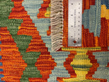 27720 - Kelim Hand-Woven/Flat-Weaved/Afghan Kelim/Carpet Modren/Nomadic Authentic/Size: 4'2" x 2'7"/127cm ×79cm