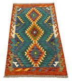 27691 - Kelim Hand-Woven/Flat-Weaved/Afghan Kelim/Carpet Modern/Nomadic Authentic/Size: 4'0" x 2'7"/122 cm × 79 cm