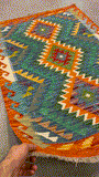 27691 - Kelim Hand-Woven/Flat-Weaved/Afghan Kelim/Carpet Modern/Nomadic Authentic/Size: 4'0" x 2'7"/122 cm × 79 cm