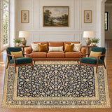SKU 25795 — living room staged with the original handmade carpet