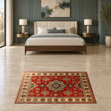 Kazak carpet 22744 in a contemporary bedroom — 198 x 150 cm