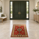 Kazak carpet 22744 in a contemporary front entrance — 198 x 150 cm