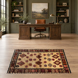 Shiraz carpet 24241 in a rustic office — 206 x 112 cm