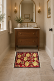 SKU 24408 original handmade Persian rug in a powder room; Rocket1 approved room image.