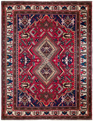 24331- Abadeh Persian Hand-Knotted Authentic//Traditional/Carpet/Rug/ Size: 6'9"x 5'1" / 206cm x 155cm