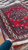 26751-Hamadan Hand-Knotted/Handmade Persian Rug/Carpet Tribal/Nomadic Authentic/ Size: 3'7" x 2'9"
