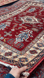 22446 -Royal Kazak Hand-Knotted/Handmade Afghan Tribal/Nomadic Authentic/Size: 4'9" x 3'4"