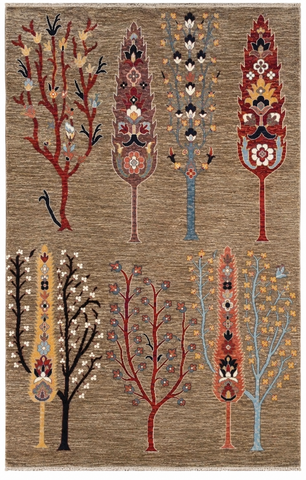 24928-Chobi Ziegler Hand-knotted/Handmade Afghan Rug/Carpet Traditional Authentic / Size: 9'9" x 6'10"/298cm x 208cm