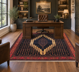 24284 - Senneh Hand-Knotted/Handmade Persian Rug/Carpet Traditional/Authentic/Size: 6'2" x 5'1" / 188cm x 155cm