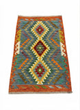 27693 - Kelim Hand-Woven/Flat-Weaved/Afghan Kelim/Carpet Modern/Nomadic Authentic/Size: 4'0" x 2'7"/122 cm × 79 cm