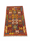 27745 - Kelim Hand-Woven/Flat-Weaved/Afghan Kelim/Carpet Modren/Nomadic Authentic/Size: 4'1" x 2'6"/124cm ×76cm