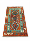 27734 - Kelim Hand-Woven/Flat-Weaved/Afghan Kelim/Carpet Modren/Nomadic Authentic/Size: 4'2" x 2'7"/127cm ×79cm