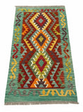 27725 - Kelim Hand-Woven/Flat-Weaved/Afghan Kelim/Carpet Modren/Nomadic Authentic/Size: 4'1" x 2'4"/124cm ×71cm