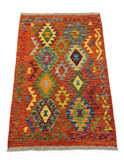 27724 - Kelim Hand-Woven/Flat-Weaved/Afghan Kelim/Carpet Modren/Nomadic Authentic/Size: 4'0" x 2'8"/122cm ×81cm
