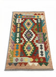 27740 - Kelim Hand-Woven/Flat-Weaved/Afghan Kelim/Carpet Modren/Nomadic Authentic/Size: 4'1" x 2'7"/124cm ×79cm