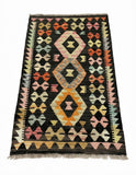 27660 - Kelim Hand-Woven/Flat-Weaved/Afghan Kelim/Carpet Modern/Nomadic Authentic/Size: 4'2" x 2'7"/127cm ×79cm