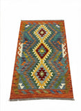 27704 - Kelim Hand-Woven/Flat-Weaved/Afghan Kelim/Carpet Modern/Nomadic Authentic/Size: 4'1" x 2'7"/124 cm × 79 cm