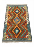 27751 - Kelim Hand-Woven/Flat-Weaved/Afghan Kelim/Carpet Modren/Nomadic Authentic/Size: 4'1" x 2'7"/124cm ×79cm