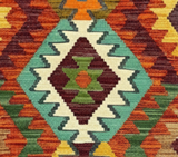 27700 - Kelim Hand-Woven/Flat-Weaved/Afghan Kelim/Carpet Modern/Nomadic Authentic/Size: 4'1" x 2'7"/124 cm × 79 cm