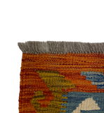 27704 - Kelim Hand-Woven/Flat-Weaved/Afghan Kelim/Carpet Modern/Nomadic Authentic/Size: 4'1" x 2'7"/124 cm × 79 cm