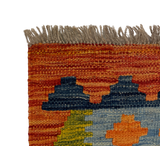 27710 - Kelim Hand-Woven/Flat-Weaved/Afghan Kelim/Carpet Modern/Nomadic Authentic/Size: 4'0" x 2'7"/122cm x 79cm