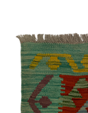 27725 - Kelim Hand-Woven/Flat-Weaved/Afghan Kelim/Carpet Modren/Nomadic Authentic/Size: 4'1" x 2'4"/124cm ×71cm