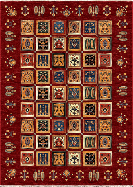19275-Chobi Ziegler Hand-Knotted/Handmade Afghan Rug/Carpet Tribal/Nomadic Authentic 9'6" x 6'10"/ 290cm x 208cm