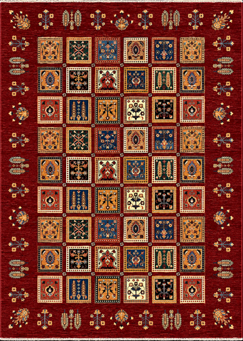 19275-Chobi Ziegler Hand-Knotted/Handmade Afghan Rug/Carpet Tribal/Nomadic Authentic 9'6" x 6'10"/ 290cm x 208cm