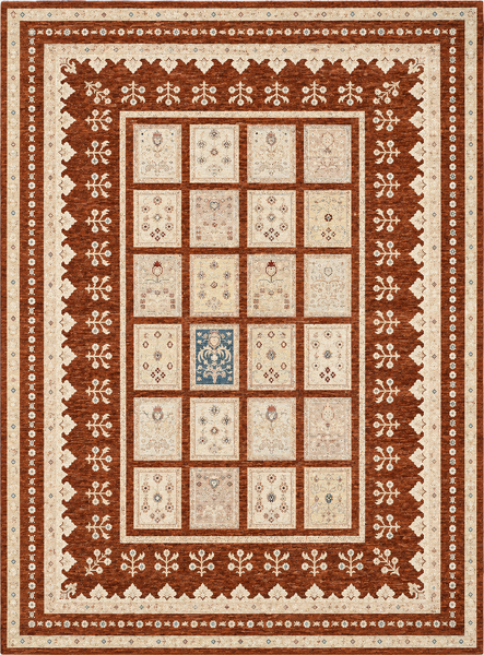 19111-Chobi Ziegler Hand-Knotted/Handmade Afghan Rug/Carpet Tribal/Nomadic Authentic/ Size: 9'3''x 6'11"/ 282cm x 211cm