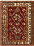27479-Kazak Hand-Knotted/Handmade Afghan Rug/Carpet Tribal/Nomadic Authentic/ Size: 7'4" x 5'7"/224cm x 170cm