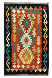 27705 - Kelim Hand-Woven/Flat-Weaved/Afghan Kelim/Carpet Modern/Nomadic Authentic/Size: 4'2" x 2'11"/127 cm × 89 cm